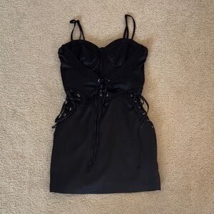 Forever 21 Black Lace-Up Mini Dress